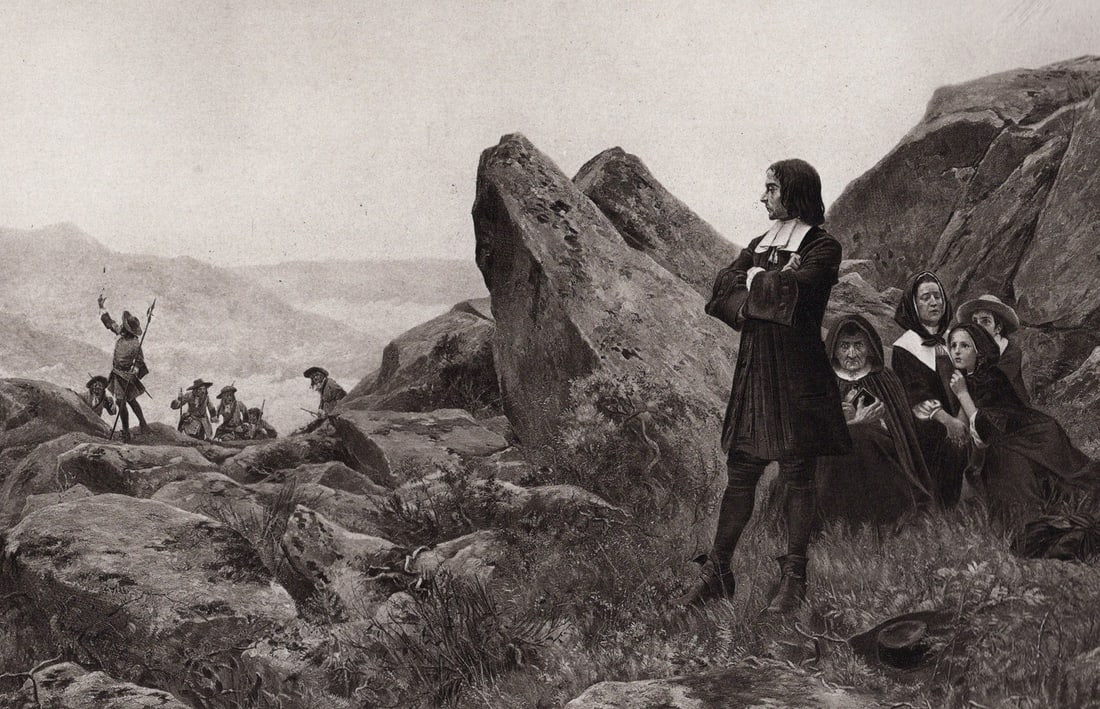 1800s Maurice Leloir Antique Print Fugitive Huguenots FRAMED: Maurice Leloir (1853 - 1940). Fugitive Huguenots. Antique heliogravure on heavy wove paper after the original. Year: c. 1890. Image Size 5 7/8 x 9 3/4 inches.Framed dimensions approximately 15 x 19 in