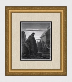 1800s GUSTAVE DORE Religious Woodcut Daniel Interprets the Dream Framed Signed