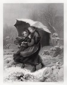 Emily Mary Osborn 1800s Engraving Snowy Weather Framed Signed