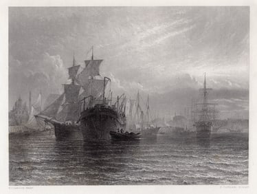 Henry Dawson Woolwich Dockyard engraving signed