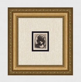 1800s REMBRANDT Etching B12 Self Portrait in a Fur Cap Durand