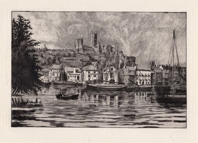 Edwin Edwards Lincoln Cathedral 1872 etching