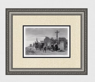 George CLAUSEN 1800s Engraving "The Great Harvest of the Sea" SIGNED Framed