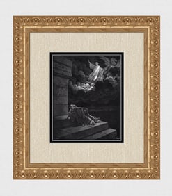 GUSTAVE DORE 1800s Biblical Woodcut Elijah Taken Up To Heaven SIGNED Framed
