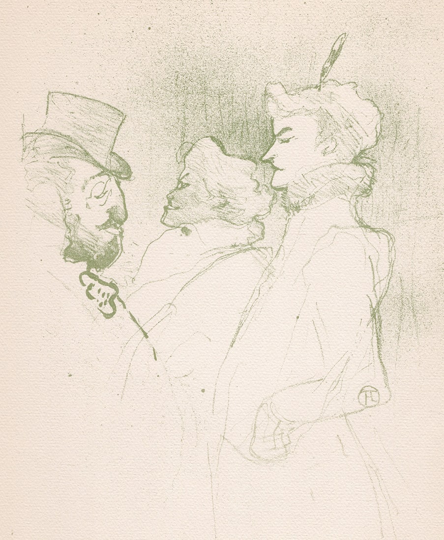 Toulouse LAUTREC SIGNED 1946 Color Lithograph "Pourquoi Pas" Framed (1 of 2)