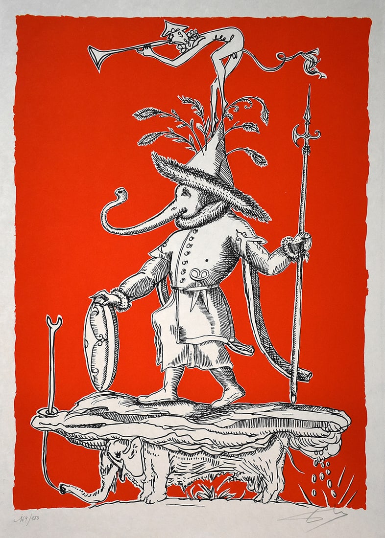 Salvador Dali Pantagruel Lithograph Signed Limited Framed: Salvador Dali. Les Songes Drolatiques de Pantagruel. Original Color Lithograph on Japon Paper. Year: 1973. Signed in pencil lower right, numbered in pencil from the edition of 250. Publisher: Carpenti