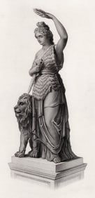 Ludwig Michael SCHWANTHALER 1800s Engraving THE BAVARIA Framed