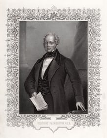 Daniel J. POUND ORIGINAL 1800s Engraving Viscount Palmerston SIGNED Framed