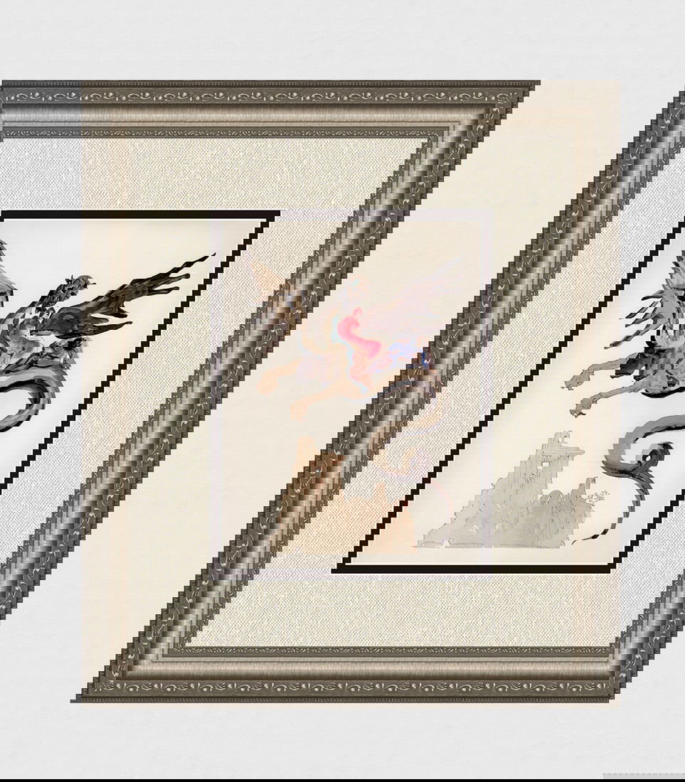 1960 Salvador Dali Dragon Authentic Woodcut