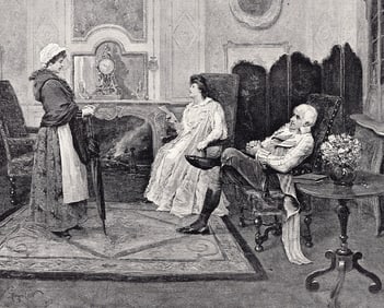 Georges Cain 1800s Antique Print The New Servant Girl SIGNED Framed COA