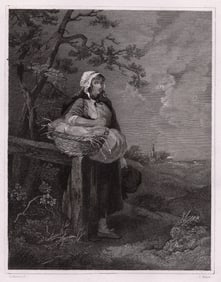 1834 George Morland The Market Girl engraving signed