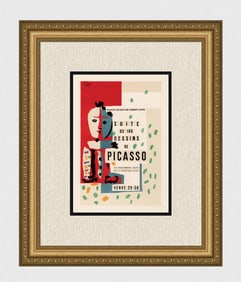 PABLO PICASSO 1954 Mourlot Color Lithograph "Suite de Dessins" Framed