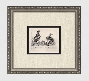 1920 CALLOT Engraving "Mala Gamba & Bellauita" Limited Gallery Framed