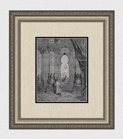 SIGNED GUSTAVE DORE 1800s Woodcut Orlando Furioso ANSELMO SUBMITS Framed