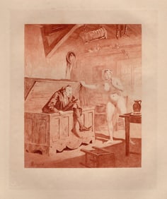 EDMOND MALASSIS Limited NUDE Engraving Cuaght in the Act SIGNED FRAMED