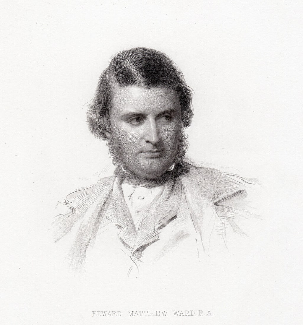 George Richmond Edward Matthew Ward, R. A. 1879 engraving: George Richmond. (English, 1809 - 1896). Edward Matthew Ward, R. A. Antique steel engraving on wove paper after the original by master engraver William Holl (English, 1807 - 1871). 1879. Excellent. Im