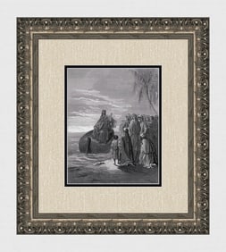 Gustave DORE'S BIBLE 1800s Woodcut Jesus Calls His First Disciples SIGNED FRAMED