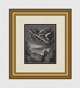 Gustave Dore Bad Angels in Hell (Milton's Paradise Lost) c. 1880 Woodcut Signed