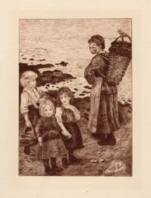Auguste RENOIR 1892 Etching "Fisherman at the Seaside"