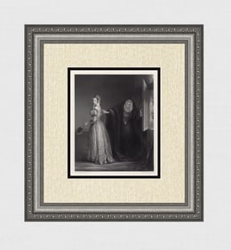 Fabulous Gilbert Stuart Newton 1800s Engraving "The Deunna" SIGNED FRAMED COA