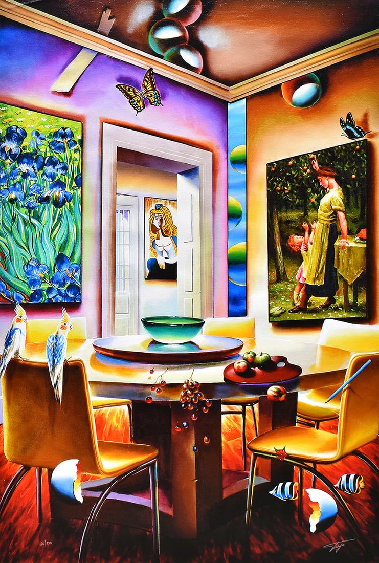 Ferjo Limited edition Giclee on Canvas Victorian Delights Signed Numbered 48 x 32: Ferjo (Fernando de Jesus Oliveira) (B.1946;Brazilian). Victorian Delights. Limited edition giclee on canvas. Signed lower right. Numbered from 350. Image size 48 x 32 inches. ***Please note, this hand