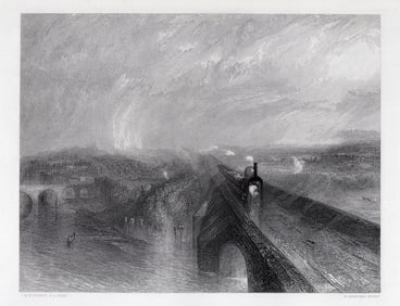 JMW TURNER 1800s Engraving Great Western Railway SIGNED Framed
