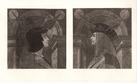 1800s Antique Detailed Print "Italian San Martino Panels" FRAMED