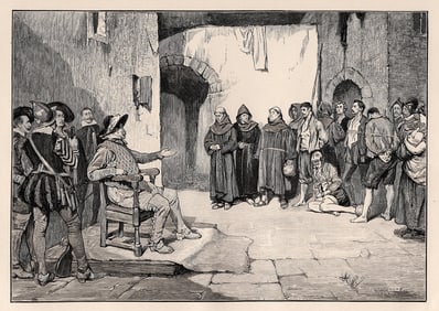 John Seymour Lucas 1800s Antique Print Spoken Like a Soldier FRAMED Signed