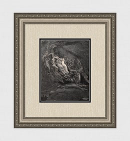 Gustave Dore Paolo and Francesca (Dante's Divine Comedy Enferno) c. 1880 Wood Engraving