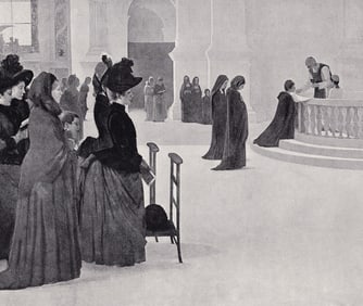 Henry Lerolle 1800s Antique Print The Commicants Framed