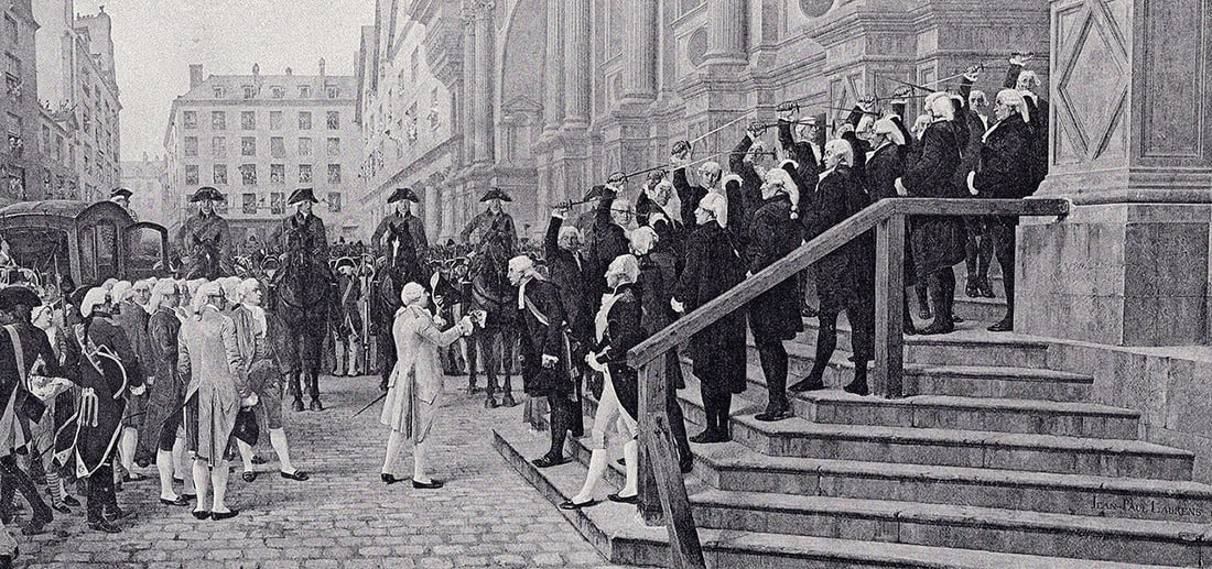 Jean-Paul Laurens 1800s Antique Print The Oath of Steel Framed: Jean-Paul Laurens (1838-1921). The Oath of Steel (The Vault of Steel). Antique print after the original. Year: c. 1890. Signed in the plate, lower right. Image Size 4 1/2 x 9 7/8 inches. Framed dimens