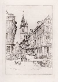 Henry Edridge Rue De La Grosse Horloge (Great-Clock) 1880 etching