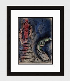 1960 Marc Chagall Lithograph Ahasuerus Sends Vasthi Away Framed