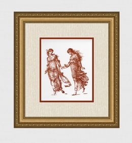 Edward BURNE-JONES 1881 Antique Print Courtesy & Frankness Framed