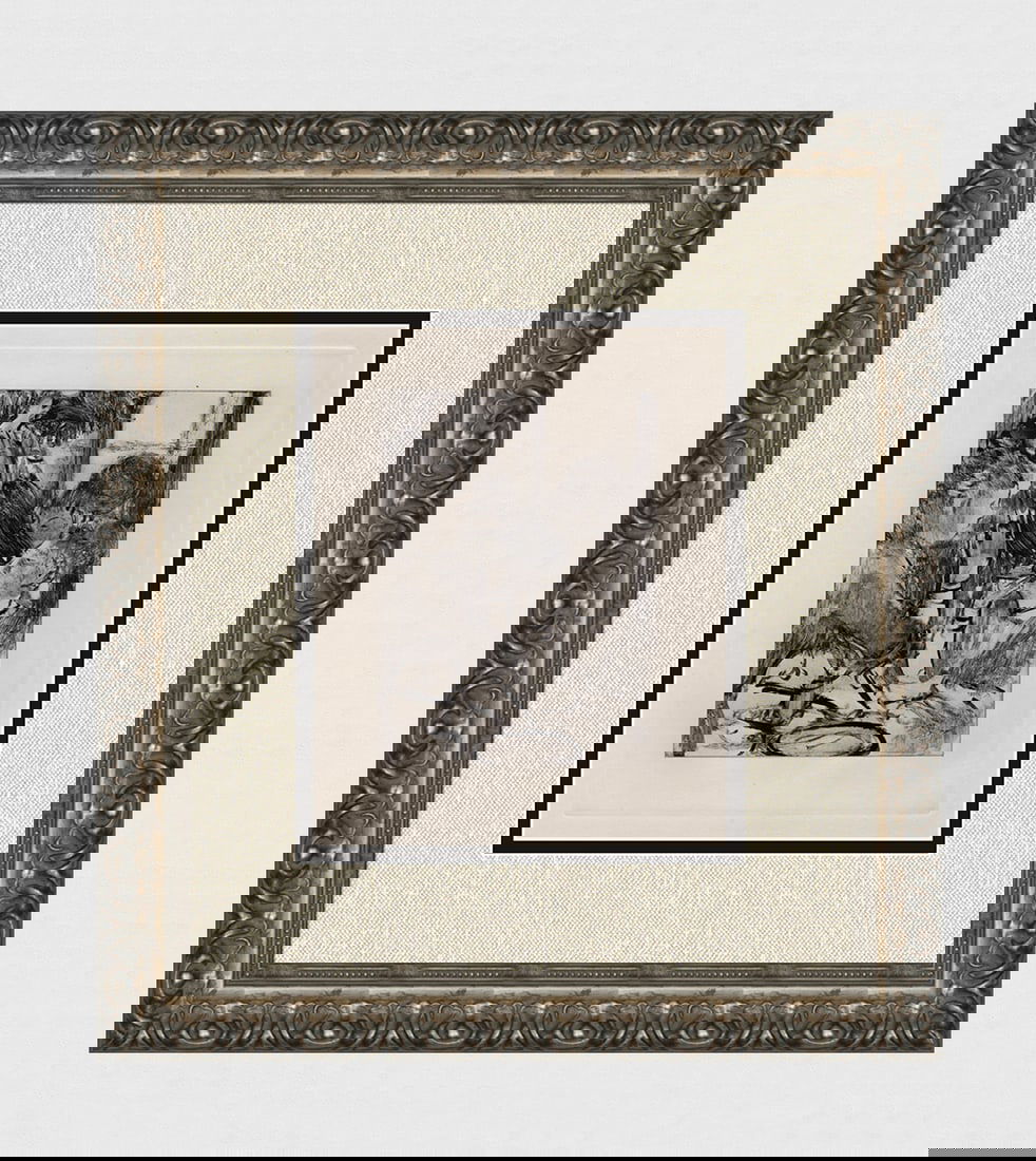 Edgar DEGAS 1938 Limited Edition Etching Au Salon Framed: Edgar Degas (1834 - 1917). Au Salon (The Salon) (from Mimes des Courtisan du Lucien). Hand pulled etching with aquatint after the monotype on Velin Rives paper by master etcher Maurice Potin (20th Cen