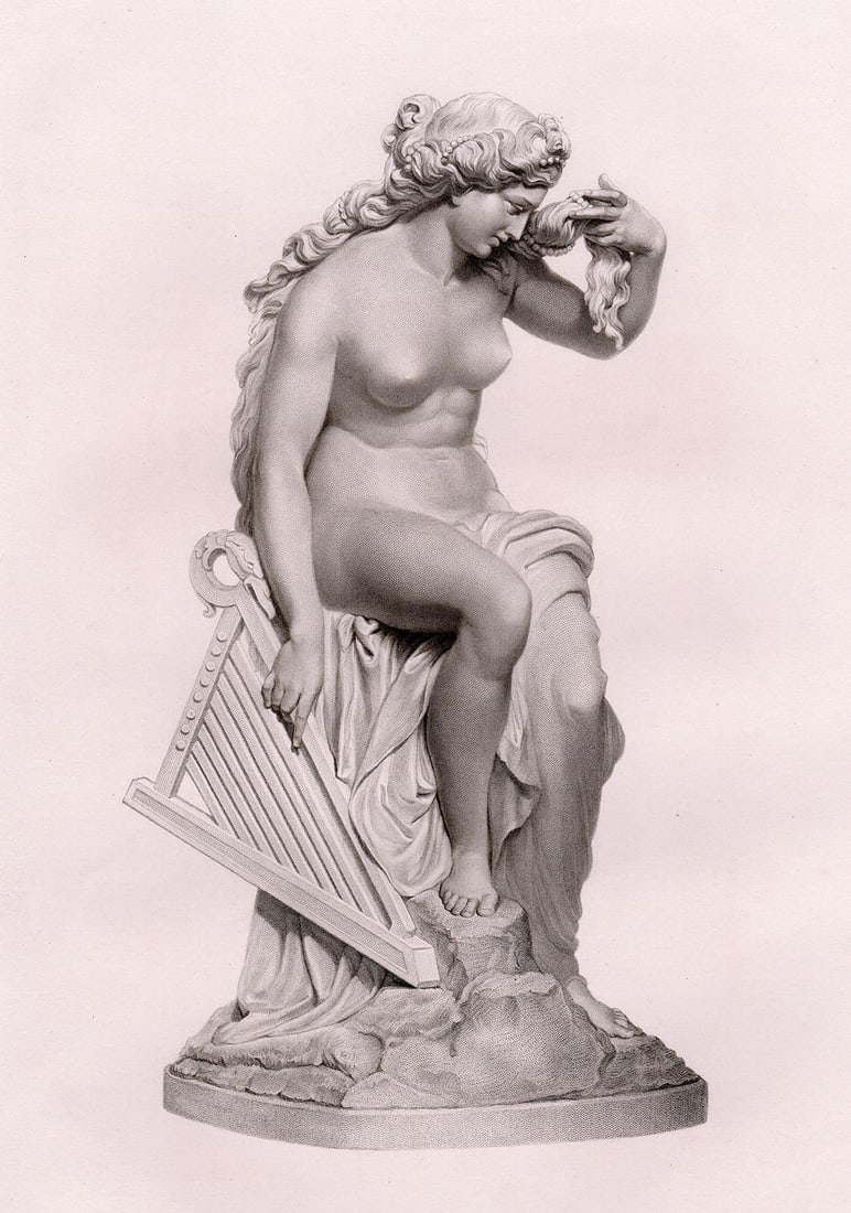 Gustav Karl Martin Herold The Nymph of the Lorelei 1869 engraving: Gustav Karl Martin Herold. (Swiss,1839-1927). The Nymph of the Lorelei. Antique engraving on wove paper after the original Statue by master engraver H. C. Balding. 1869. Excellent. Image Size 4 7/8 x