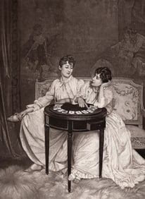 1800s Auguste TOULMOUCHE Antique Print Fortune Telling FRAMED