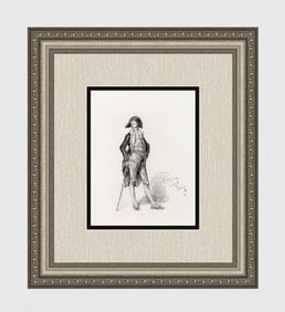 1800s Mariano Fortuny Etching "Gentleman of Gouda" Signed Framed