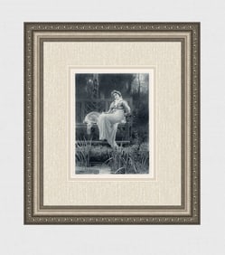 MARCUS STONE 1800s Antique Print "The Daydreamer" SIGNED FRAMED