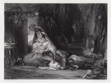 1850 Sir David Wilkie The Peep-o’-Day Boys’ Cabin engraving signed