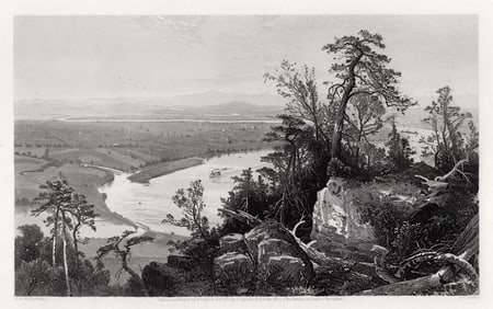 1800s J. D. WOODWARD SIGNED Antique Engraving Connecticut Valley FRAMED