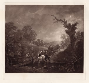 Thomas Gainsborough The Watering Place I (Sunset: Carthorses Drinking at a Stream) 1886 engraving