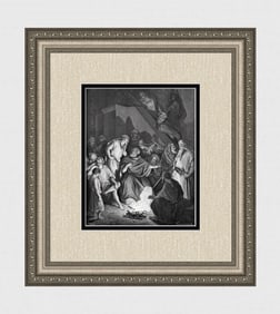 1800s Gustave DORE Biblical Woodcut Peter Denies Jesus Again FRAMED SIGNED