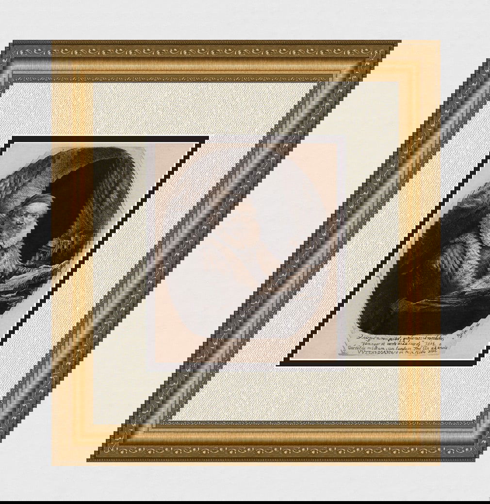 1800s REMBRANDT Etching B279 Jan Uytenbogaert, Arminian Preacher DURAND Original Framed: After Rembrandt Harmenszoon Van Rijn (1606-1669). Jan Uytenbogaert, Arminian Preacher. Antique hand pulled copper plate etching on laid paper after the original by master etcher Amand Durand (1831 - 1