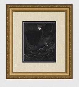 Gustave Dore Dante and the Lion (Dante's Divine Comedy Enferno) c. 1880 Wood Engraving