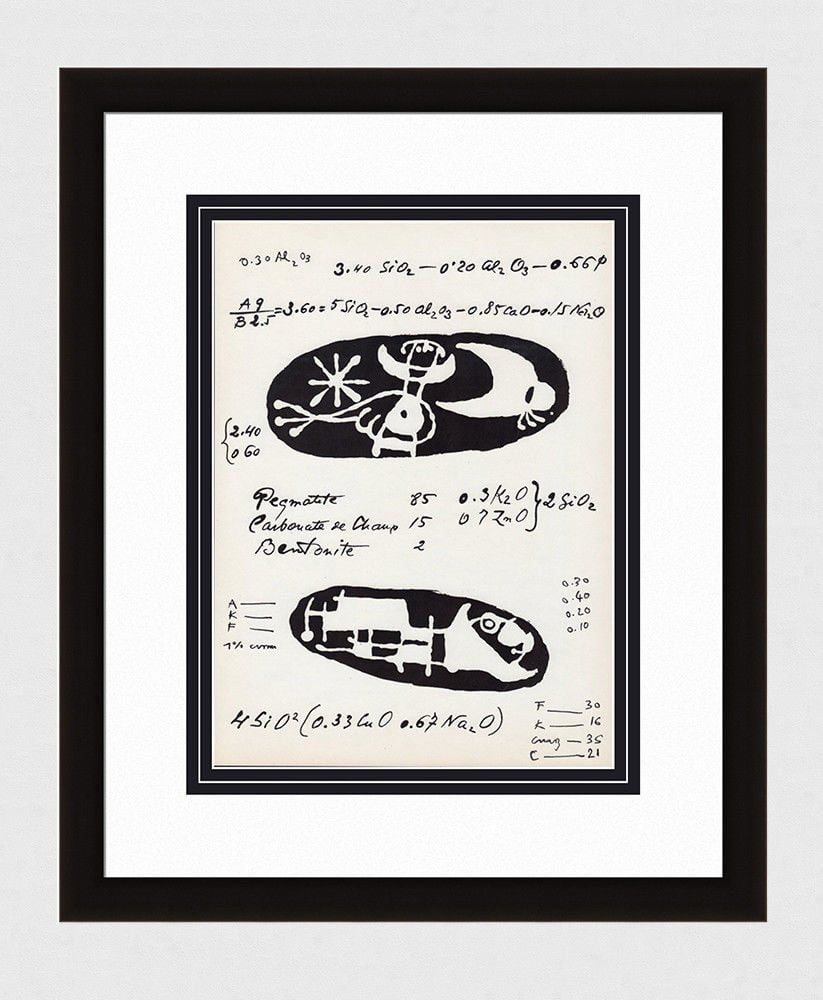 Joan Miro 1956 COLOR Lithograph Abstract Composition M225: Joan Miro (1893 - 1983). "Abstract Composition." Original Color Lithograph on Wove Paper. Year: 1956. Reference: Mourlot 225. Publisher: Maeght. Sheet Size - 11 x 15 inches. Framed dimensions: Approxi