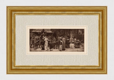 George John Pinwell 1800s Engraving The Elixir of Love Framed Signed