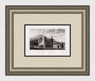 1874 Aelbert Jacobsz Cuyp Ruined Castle on a Lake etching signed