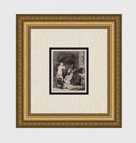 1800s REMBRANDT B92 Etching Beheading of St. John the Baptist Durand