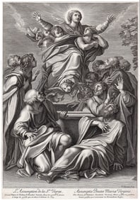 Annibale Carracci Assumption of the Virgin 1673 Engraving